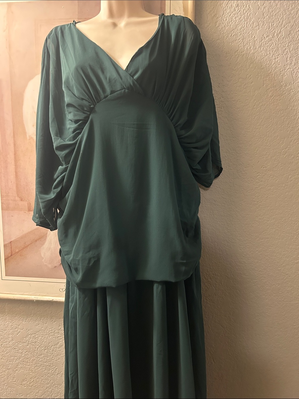 Elegant Deep Teal V-Neck Maxi Dress